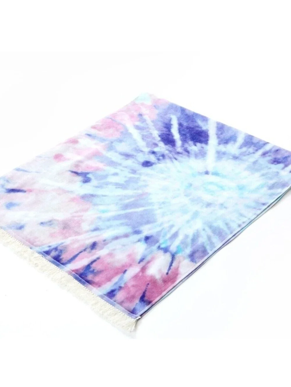L Space Beach Towel Tie Dye Purple Blue Pink Cotton Fringe 68x30 NEW